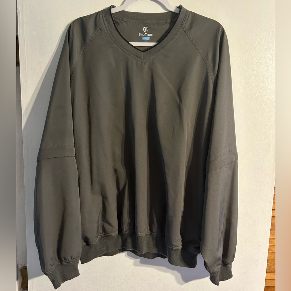 Pro Tour Cool Play grey long sleeve golf pullover jacket with pockets